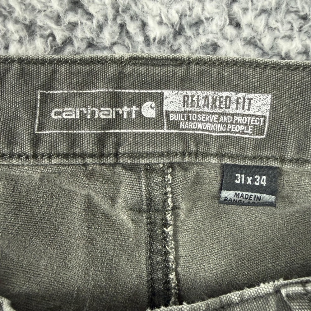 Carhartt Pants Mens 31x34 Gray Relaxed Fit Rugged Flex Canvas Carpenter Workwear - Picture 7 of 16